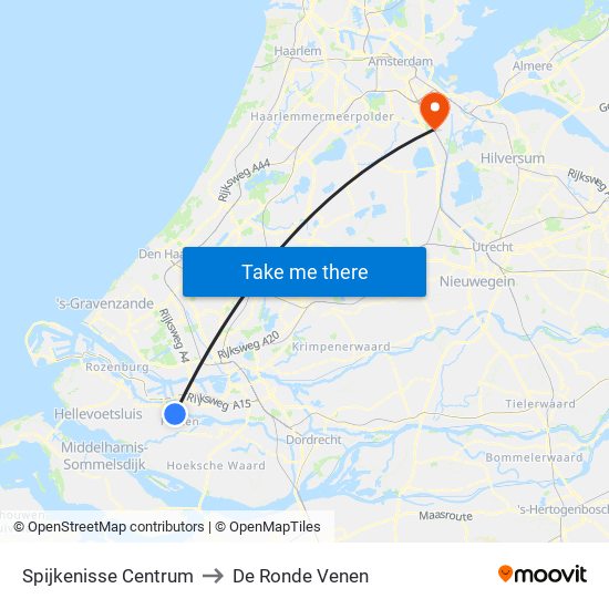 Spijkenisse Centrum to De Ronde Venen map