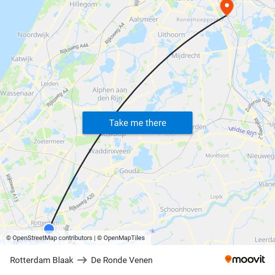 Rotterdam Blaak to De Ronde Venen map