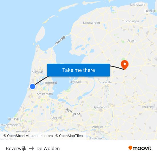 Beverwijk to De Wolden map