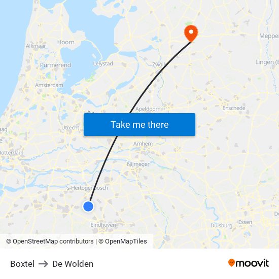 Boxtel to De Wolden map