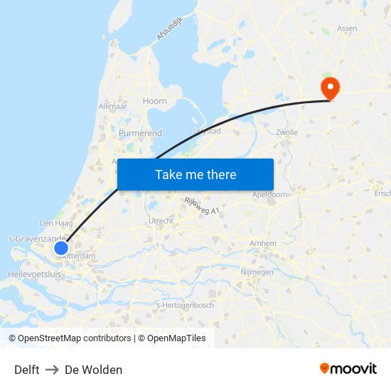 Delft to De Wolden map