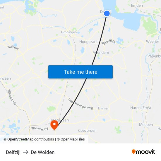 Delfzijl to De Wolden map