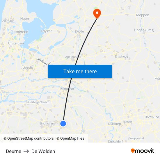 Deurne to De Wolden map