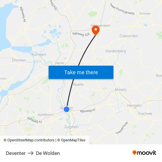 Deventer to De Wolden map