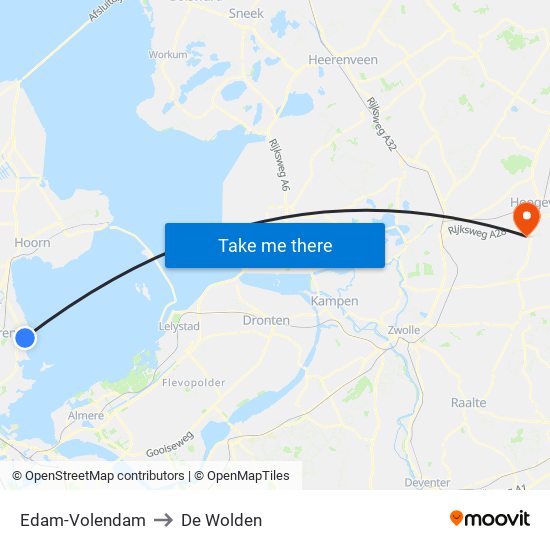 Edam-Volendam to De Wolden map