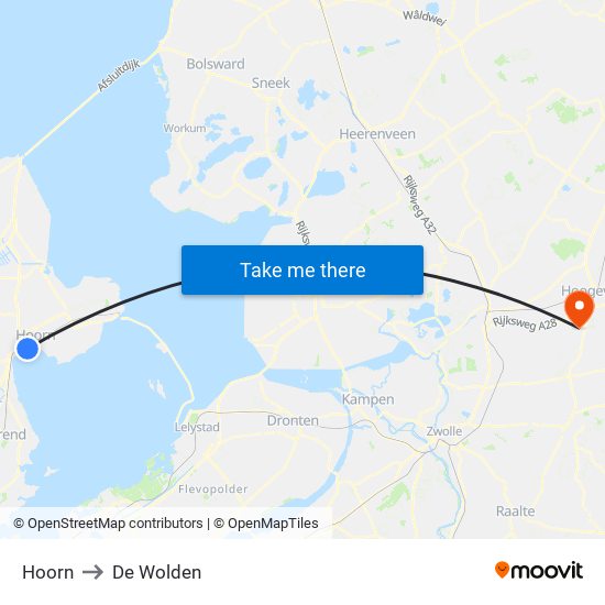 Hoorn to De Wolden map