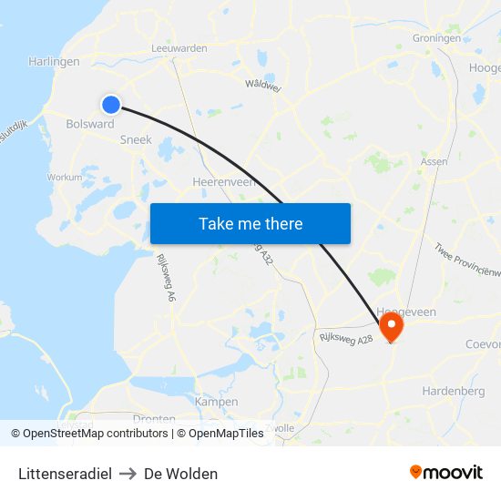 Littenseradiel to De Wolden map