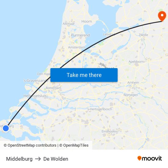 Middelburg to De Wolden map