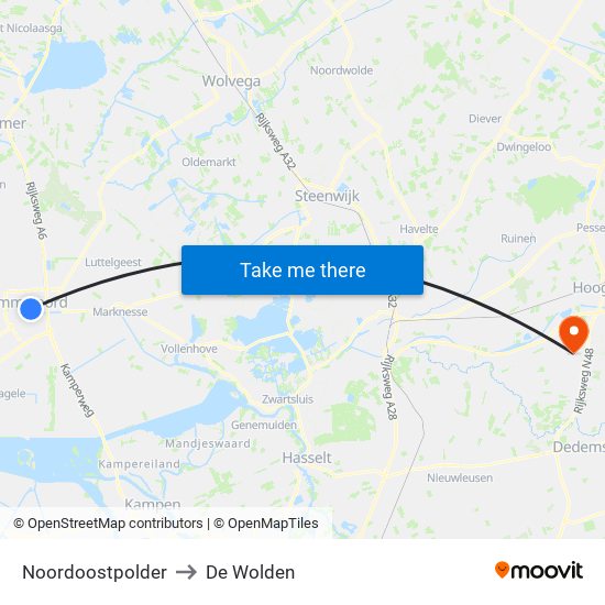 Noordoostpolder to De Wolden map