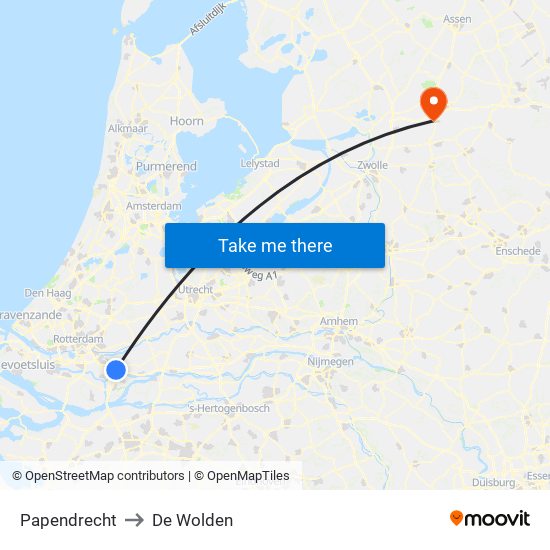 Papendrecht to De Wolden map