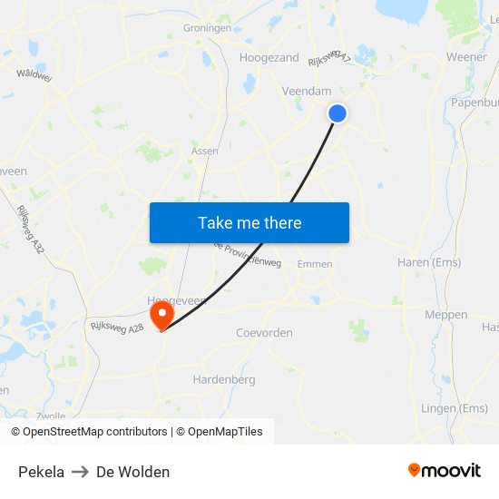 Pekela to De Wolden map