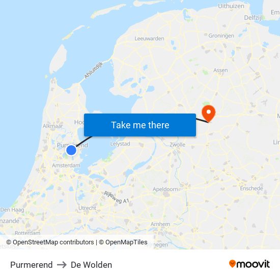 Purmerend to De Wolden map