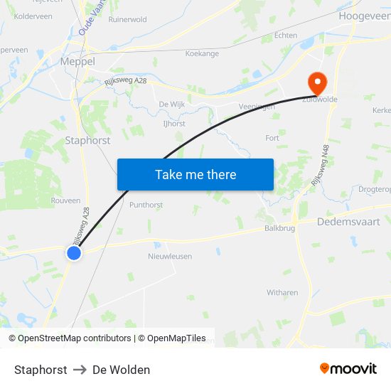Staphorst to De Wolden map