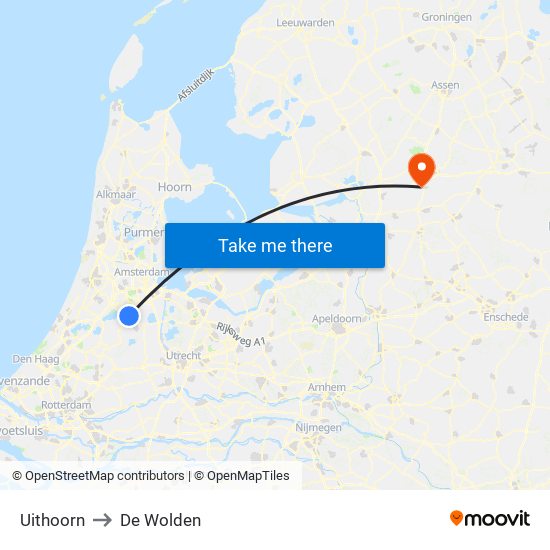 Uithoorn to De Wolden map