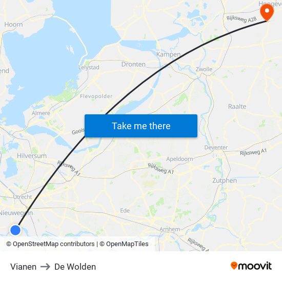Vianen to De Wolden map