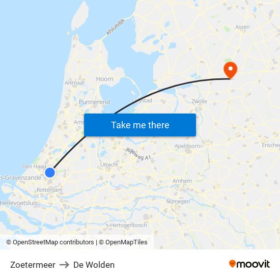 Zoetermeer to De Wolden map