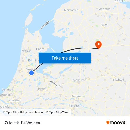 Zuid to De Wolden map