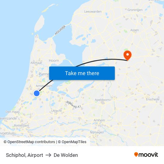 Schiphol, Airport to De Wolden map