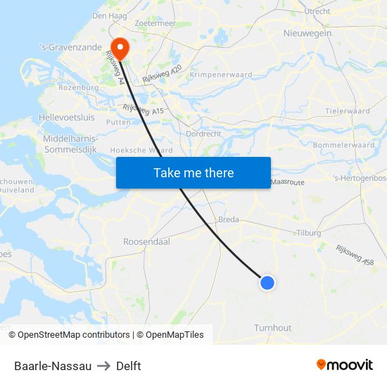 Baarle-Nassau to Delft map