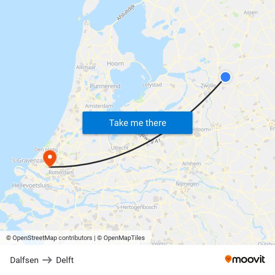 Dalfsen to Delft map