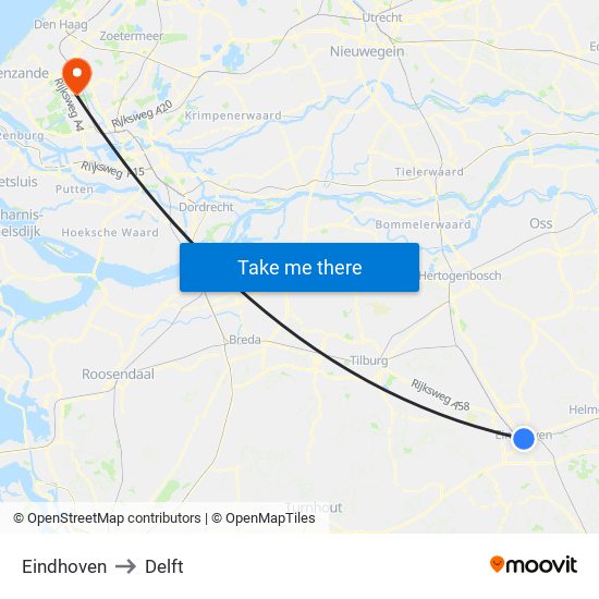Eindhoven to Delft map