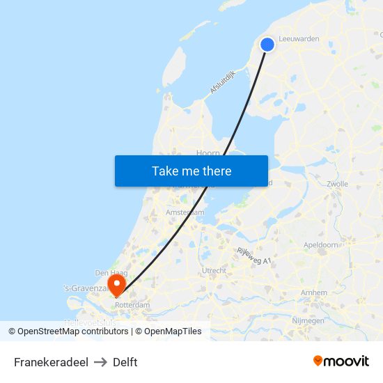 Franekeradeel to Delft map