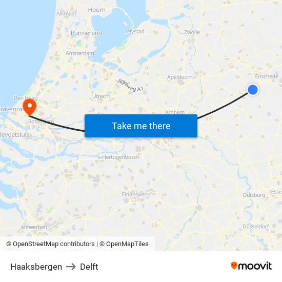 Haaksbergen to Delft map