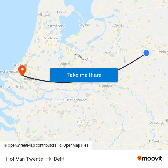 Hof Van Twente to Delft map