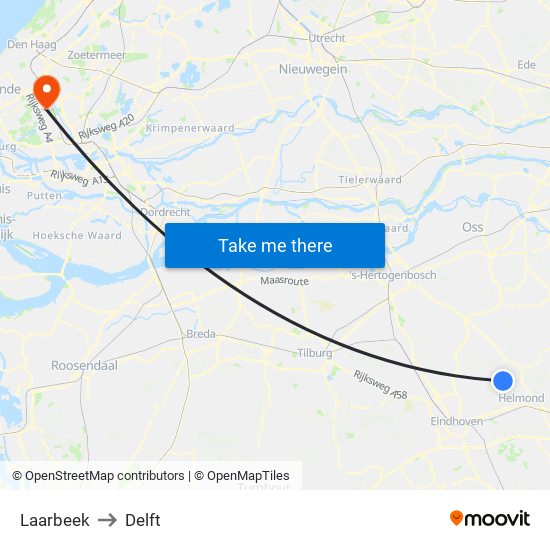 Laarbeek to Delft map