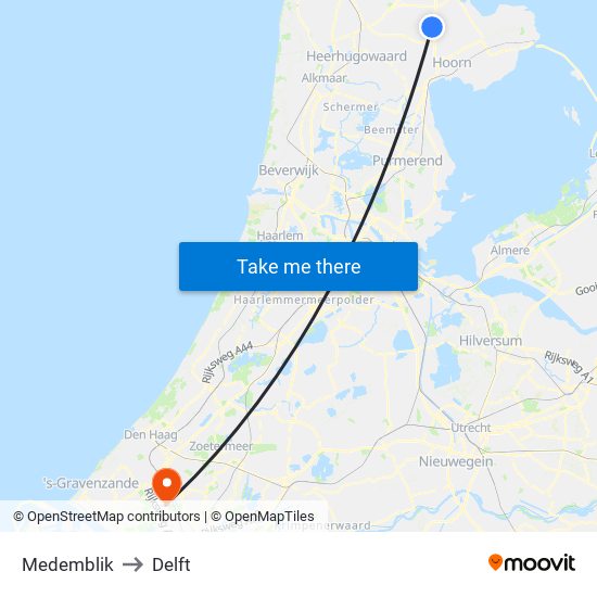 Medemblik to Delft map