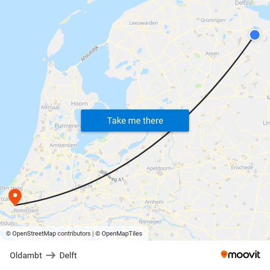 Oldambt to Delft map