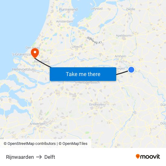 Rijnwaarden to Delft map