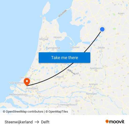 Steenwijkerland to Delft map