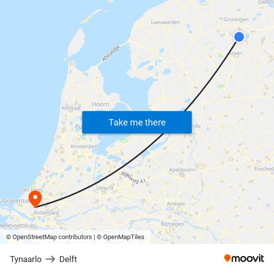 Tynaarlo to Delft map