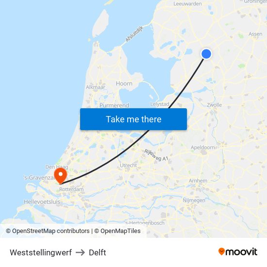 Weststellingwerf to Delft map