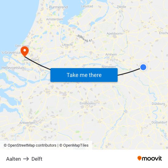 Aalten to Delft map
