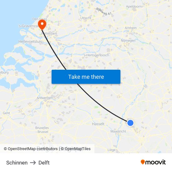 Schinnen to Delft map