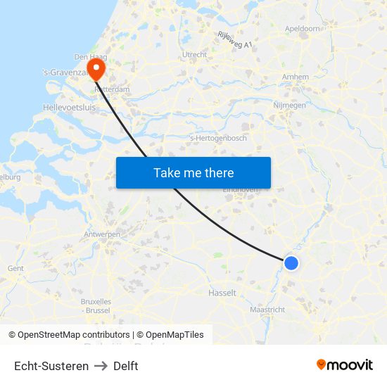 Echt-Susteren to Delft map