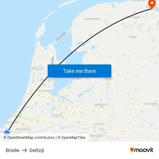 Brielle to Delfzijl map
