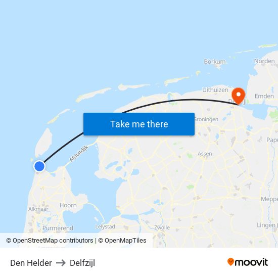 Den Helder to Delfzijl map