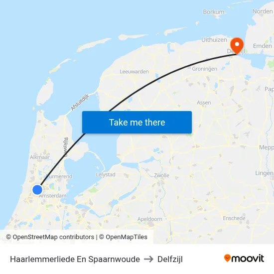 Haarlemmerliede En Spaarnwoude to Delfzijl map