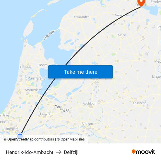 Hendrik-Ido-Ambacht to Delfzijl map