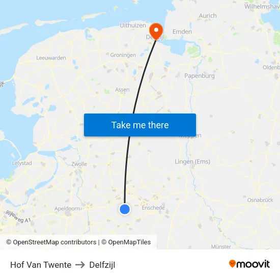 Hof Van Twente to Delfzijl map