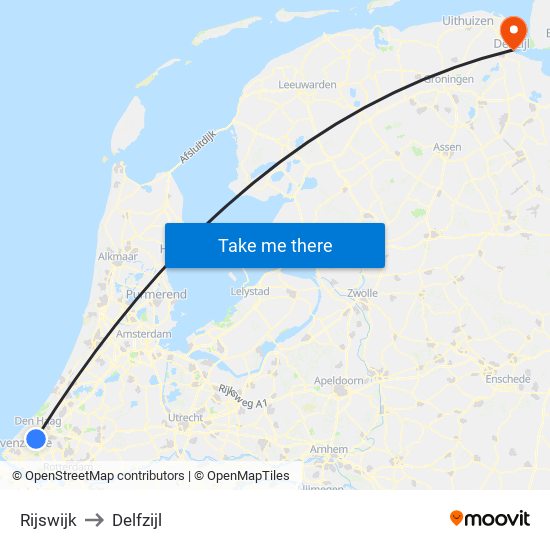 Rijswijk to Delfzijl map