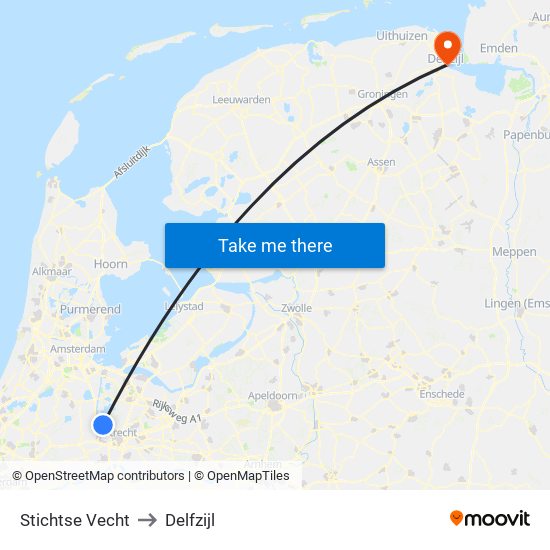 Stichtse Vecht to Delfzijl map