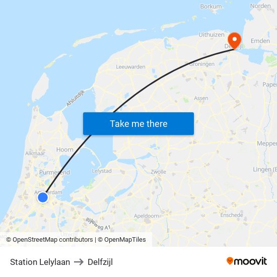 Station Lelylaan to Delfzijl map