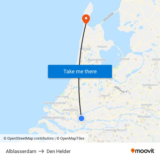 Alblasserdam to Den Helder map
