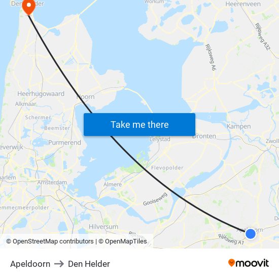 Apeldoorn to Den Helder map