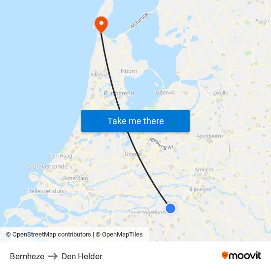 Bernheze to Den Helder map