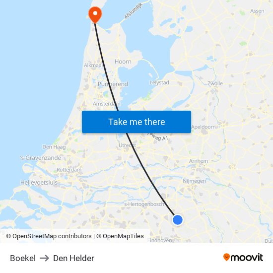 Boekel to Den Helder map